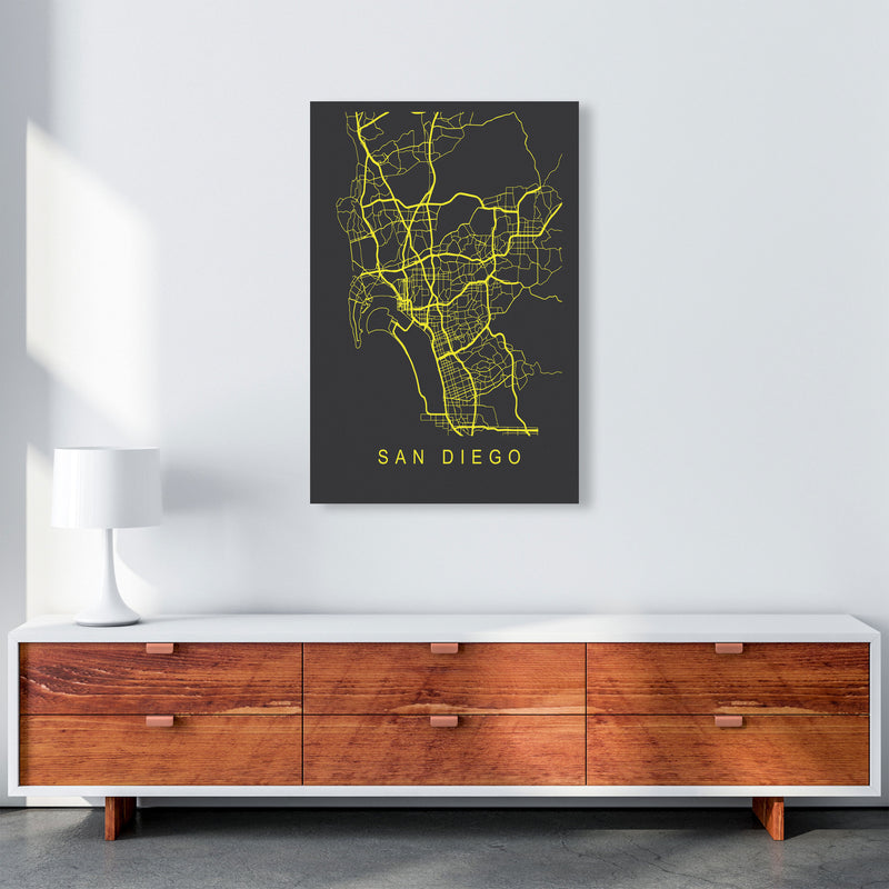 San Diego Map Neon Art Print by Pixy Paper A1 Canvas