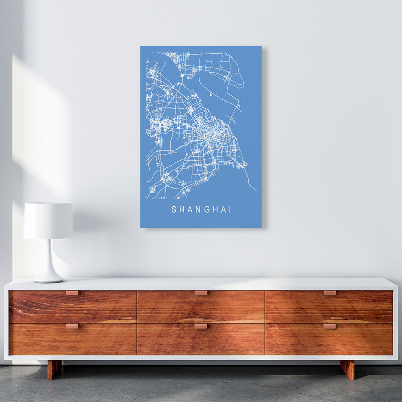 Shanghai Map Blueprint Art Print by Pixy Paper A1 Canvas