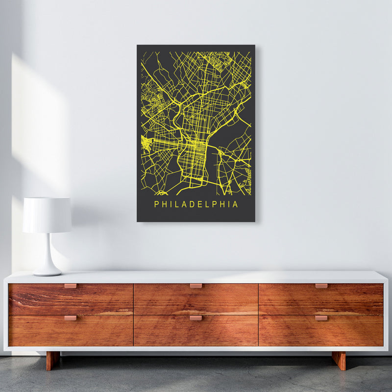 Philadelphia Map Neon Art Print by Pixy Paper A1 Canvas