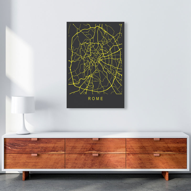 Rome Map Neon Art Print by Pixy Paper A1 Canvas