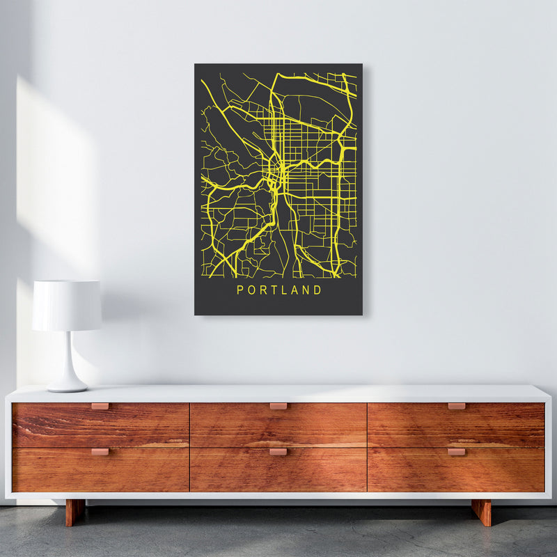 Portland Map Neon Art Print by Pixy Paper A1 Canvas