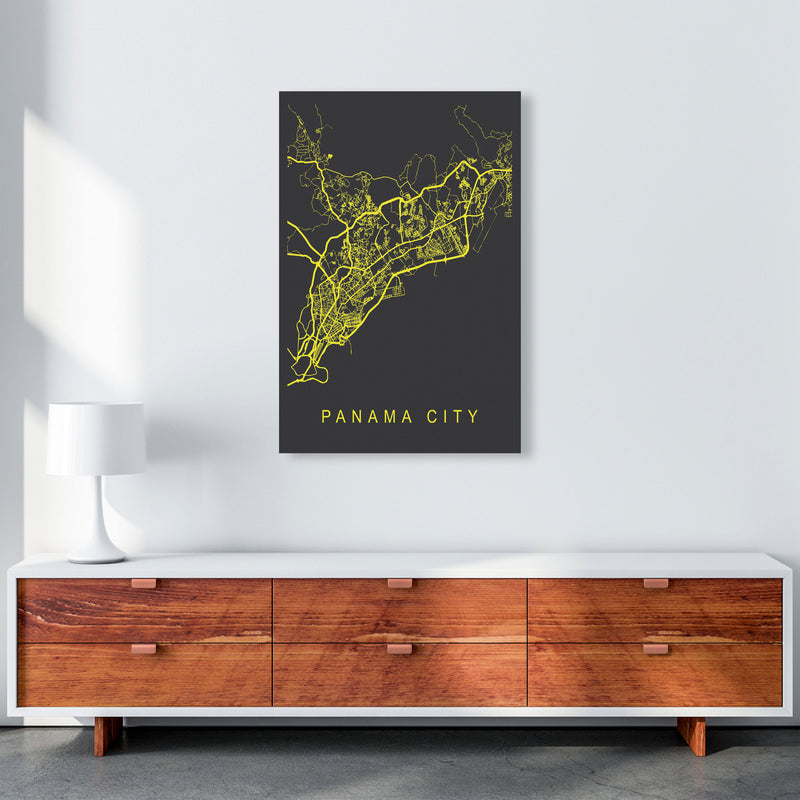 Panama City Map Neon Art Print by Pixy Paper A1 Canvas