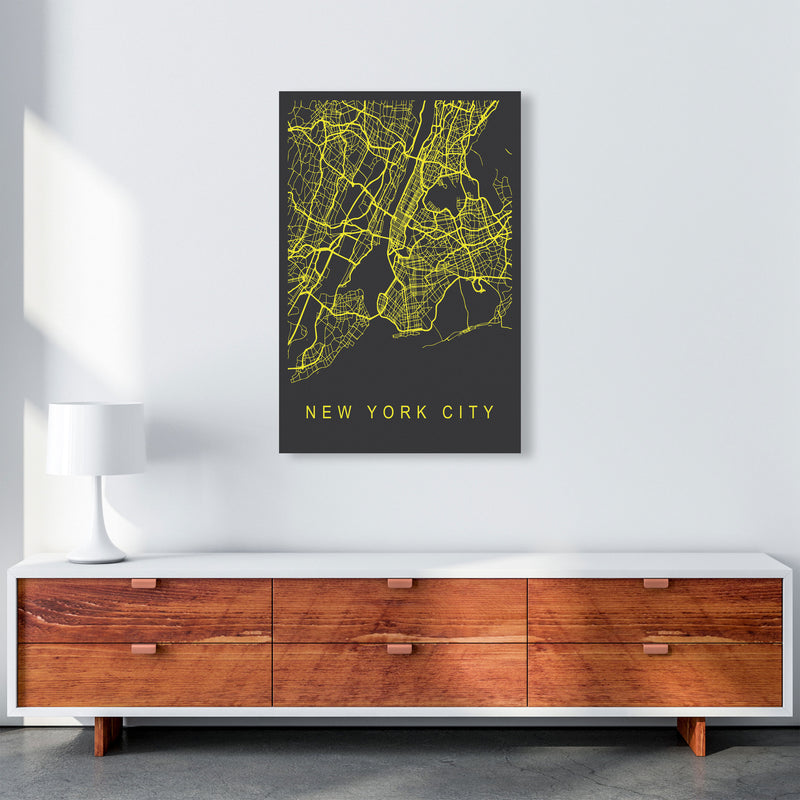 New York City Map Neon Art Print by Pixy Paper A1 Canvas