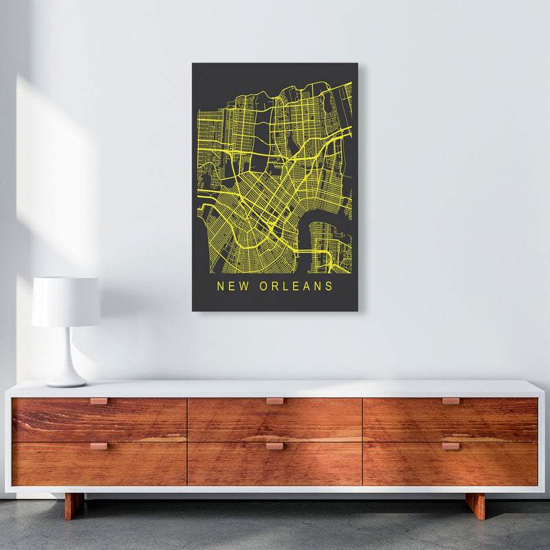 New Orleans Map Neon Art Print by Pixy Paper A1 Canvas