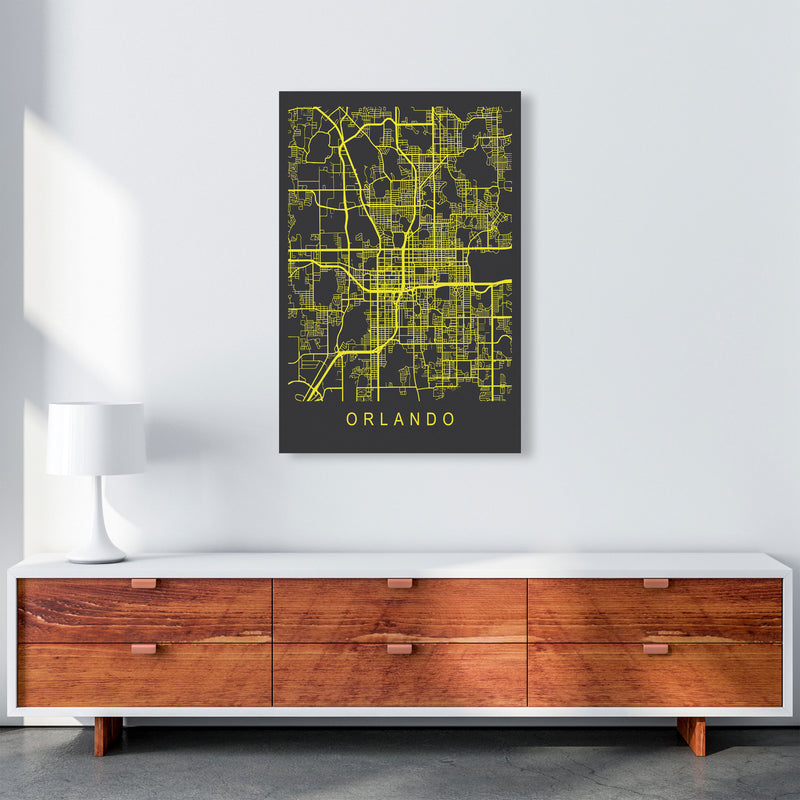 Orlando Map Neon Art Print by Pixy Paper A1 Canvas