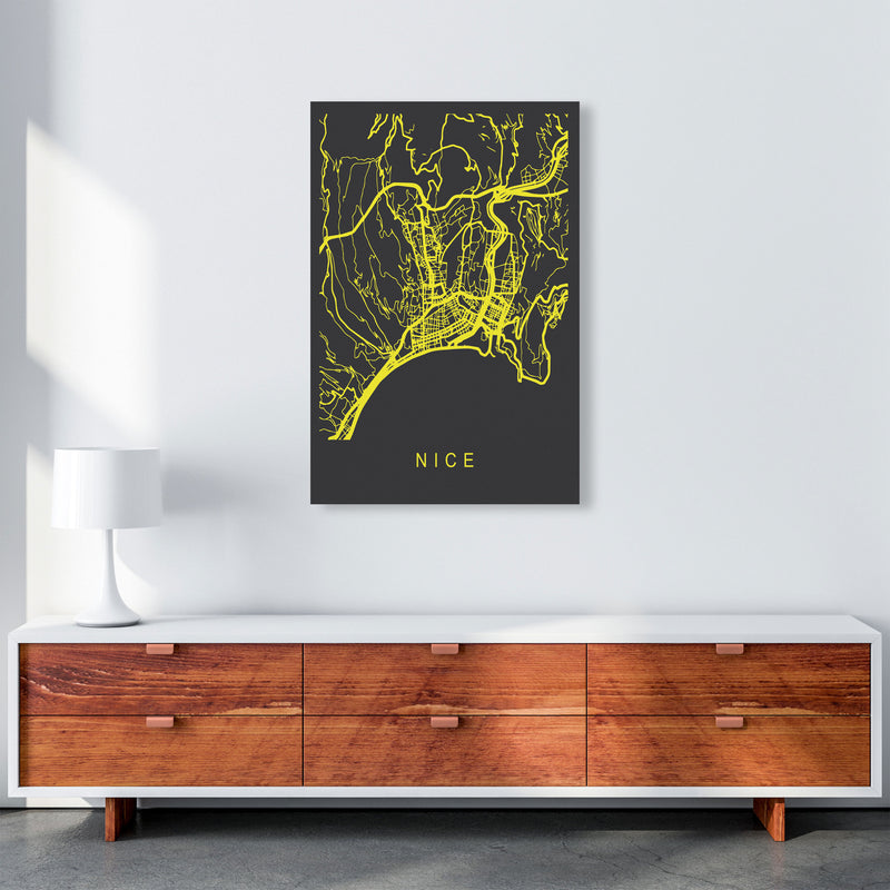 Nice Map Neon Art Print by Pixy Paper A1 Canvas