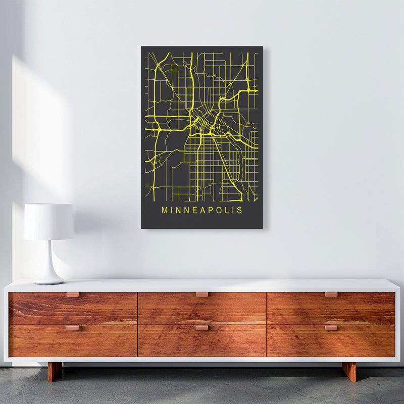 Minneapolis Map Neon Art Print by Pixy Paper A1 Canvas