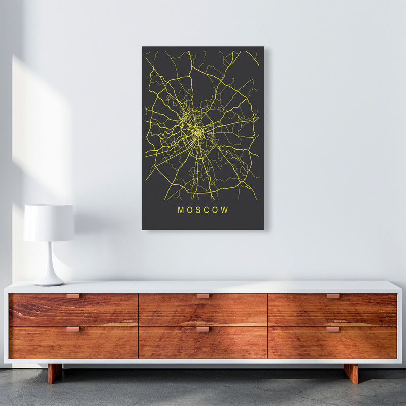 Moscow Map Neon Art Print by Pixy Paper A1 Canvas