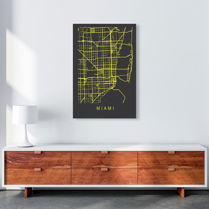 Miami Map Neon Art Print by Pixy Paper A1 Canvas