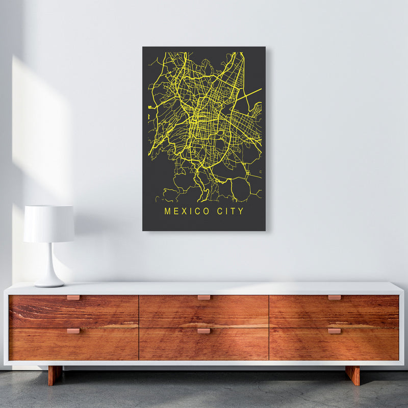 Mexico City Map Neon Art Print by Pixy Paper A1 Canvas