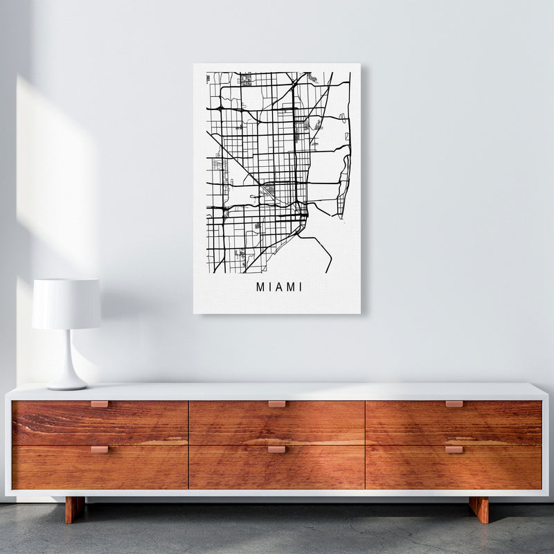 Miami Map Art Print by Pixy Paper A1 Canvas