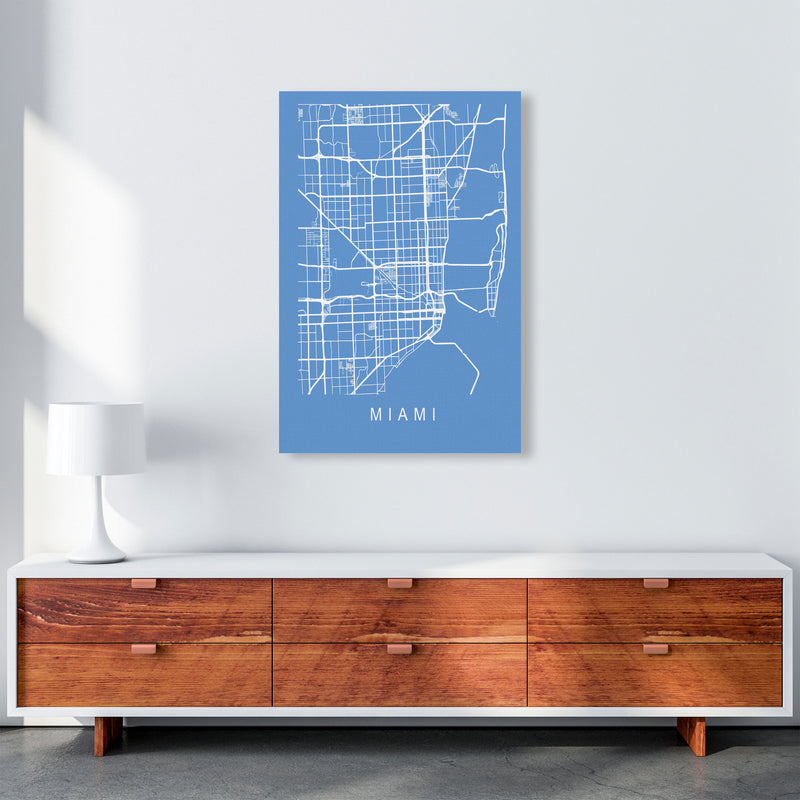 Miami Map Blueprint Art Print by Pixy Paper A1 Canvas