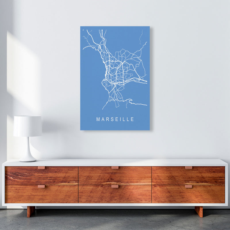 Marseille Map Blueprint Art Print by Pixy Paper A1 Canvas