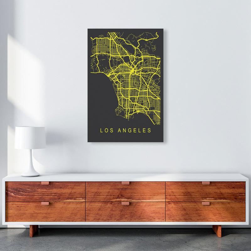 Los Angeles Map Neon Art Print by Pixy Paper A1 Canvas