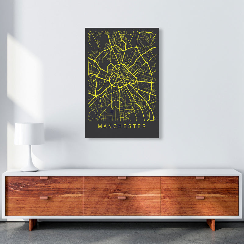 Manchester Map Neon Art Print by Pixy Paper A1 Canvas