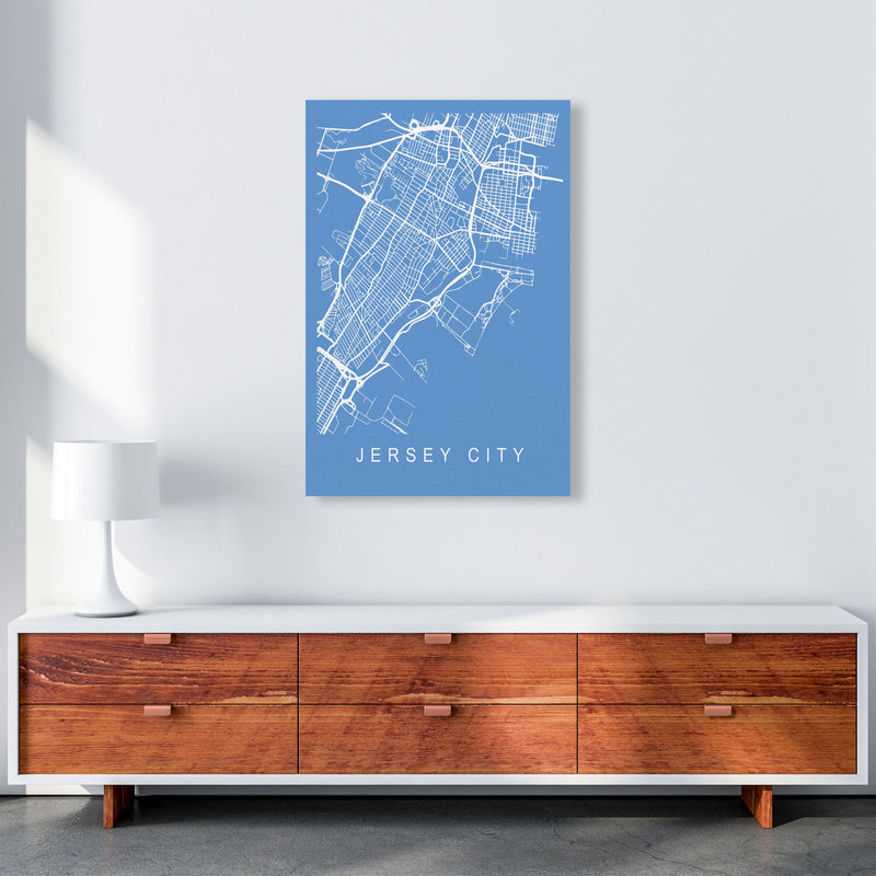 Jersey City Map Blueprint Art Print by Pixy Paper A1 Canvas