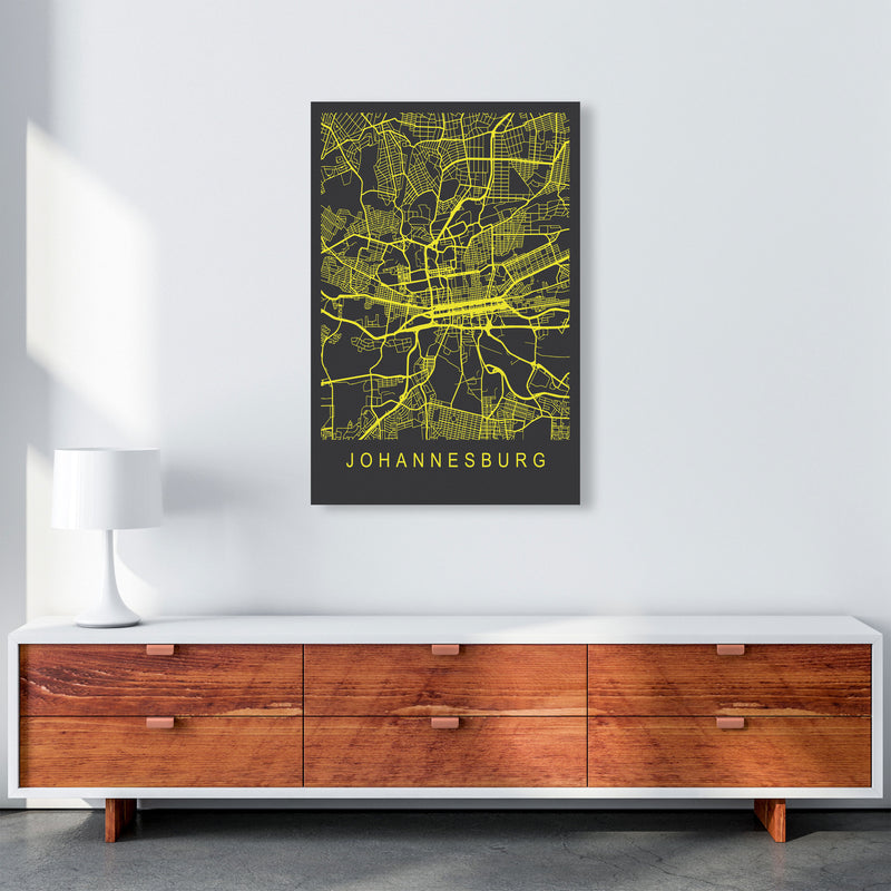 Johannesburg Map Neon Art Print by Pixy Paper A1 Canvas