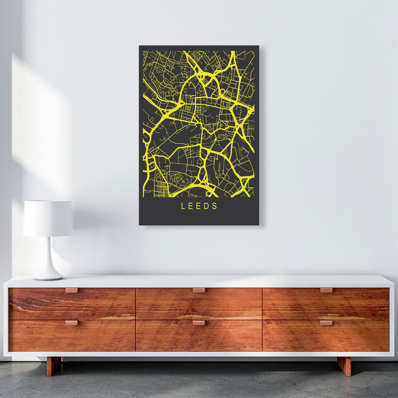 Leeds Map Neon Art Print by Pixy Paper A1 Canvas