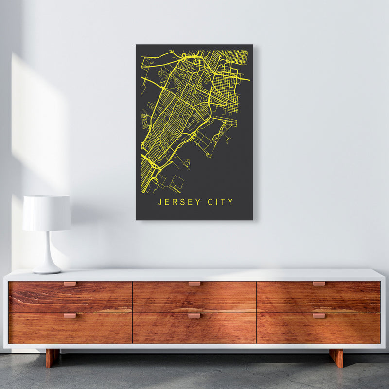 Jersey Map Neon Art Print by Pixy Paper A1 Canvas