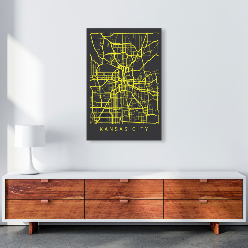 Kansas City Map Neon Art Print by Pixy Paper A1 Canvas