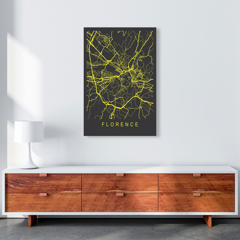 Florence Map Neon Art Print by Pixy Paper A1 Canvas