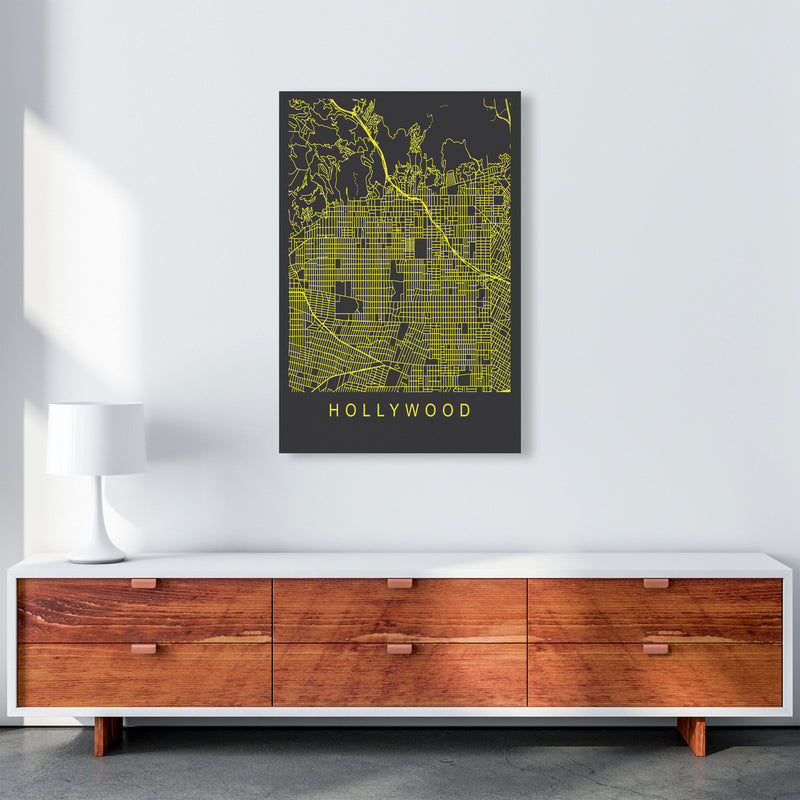 Hollywood Map Neon Art Print by Pixy Paper A1 Canvas