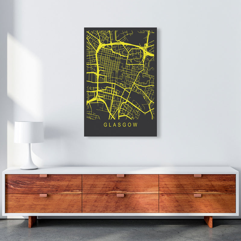 Glasgow Map Neon Art Print by Pixy Paper A1 Canvas