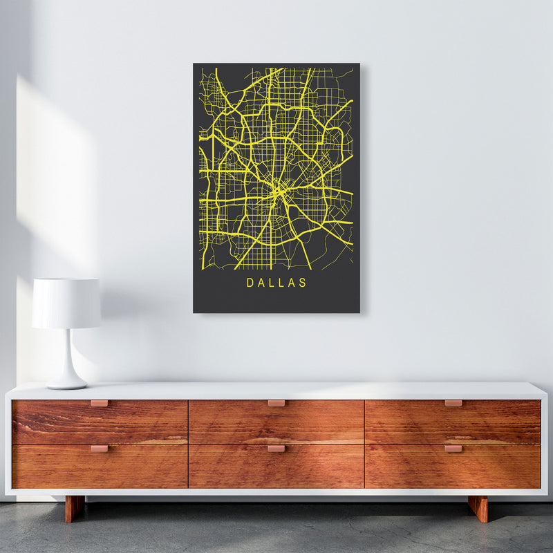 Dallas Map Neon Art Print by Pixy Paper A1 Canvas