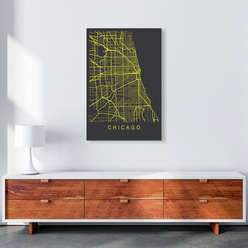 Chicago Map Neon Art Print by Pixy Paper A1 Canvas