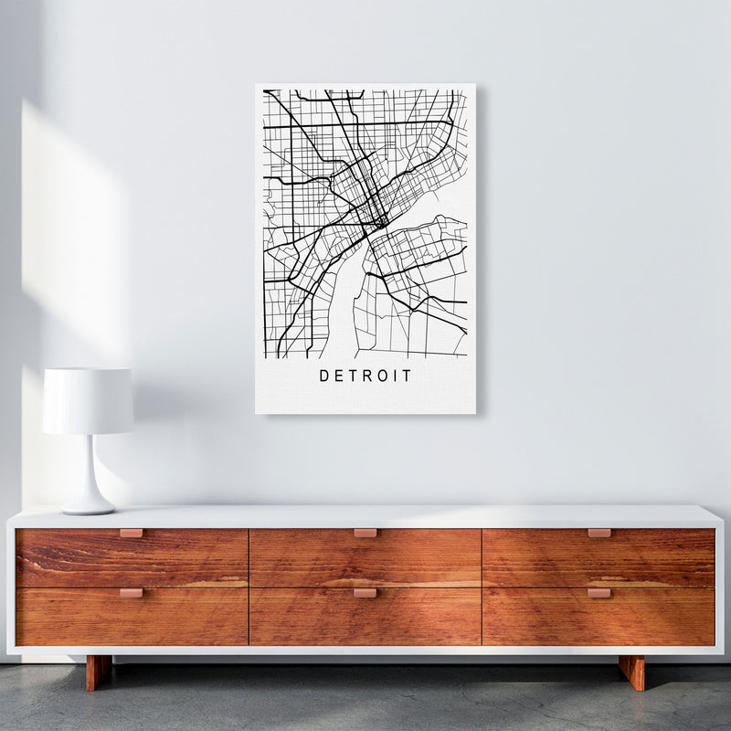 Detroit Map Art Print by Pixy Paper A1 Canvas
