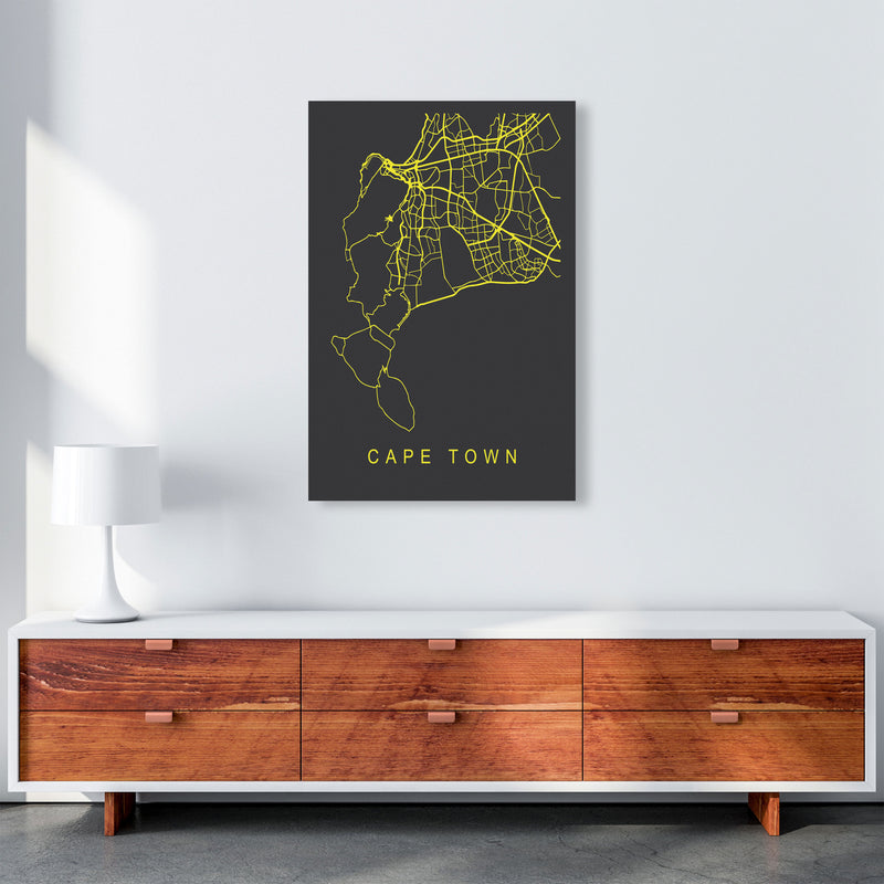 Cape Town Map Neon Art Print by Pixy Paper A1 Canvas