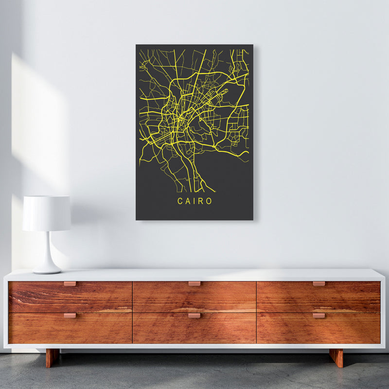 Cairo Map Neon Art Print by Pixy Paper A1 Canvas