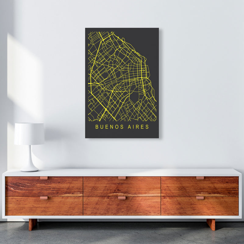Buenos Aires Map Neon Art Print by Pixy Paper A1 Canvas