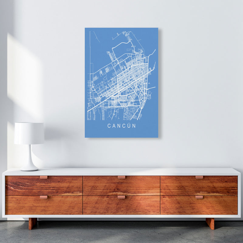 Cancun Map Blueprint Art Print by Pixy Paper A1 Canvas