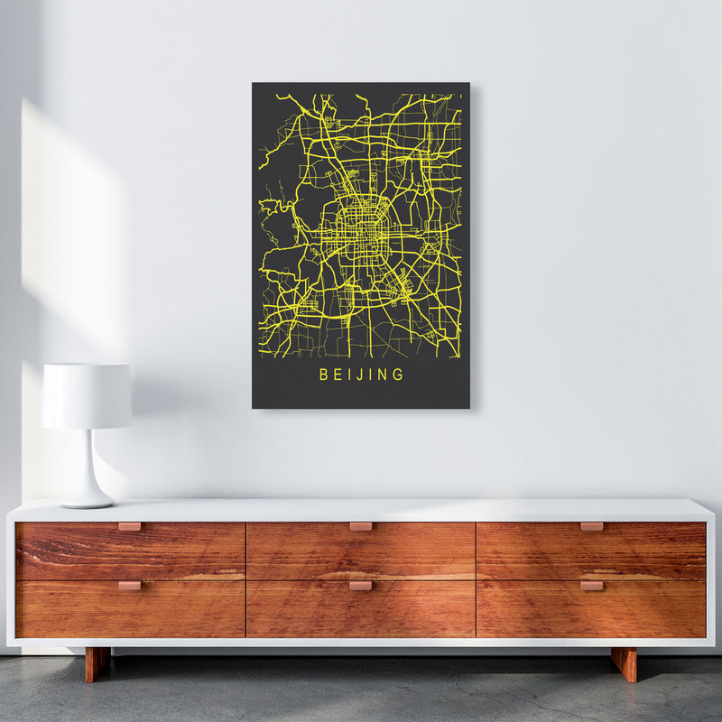Beijing Map Neon Art Print by Pixy Paper A1 Canvas