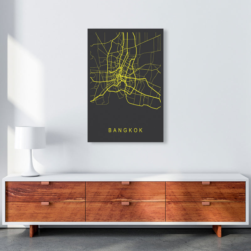 Bangkok Map Neon Art Print by Pixy Paper A1 Canvas