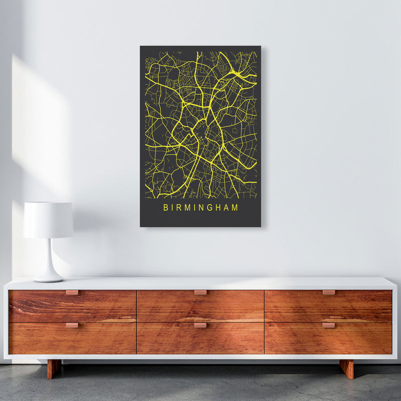 Birmingham Map Neon Art Print by Pixy Paper A1 Canvas