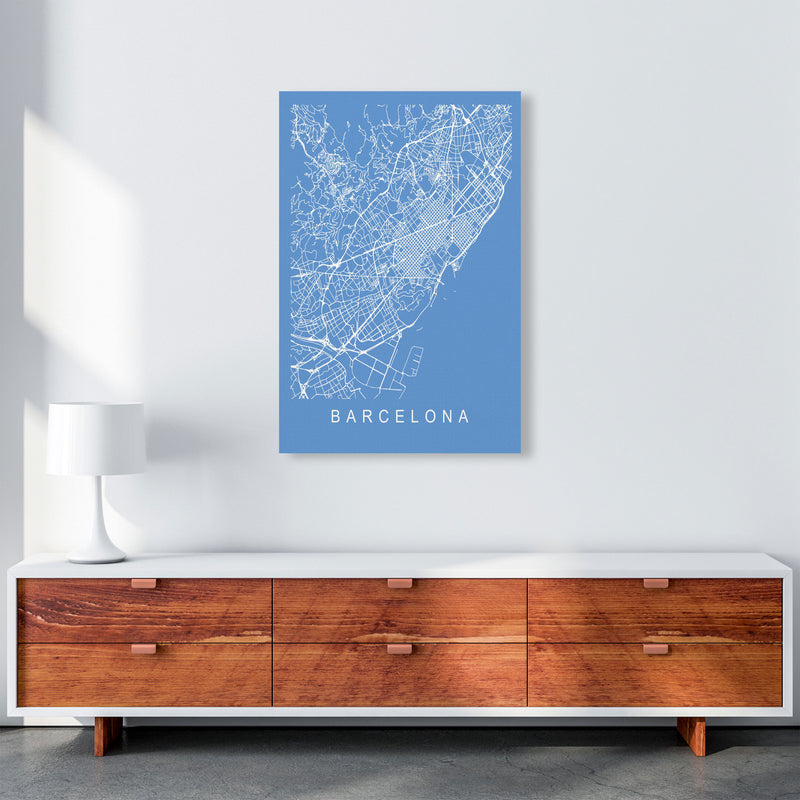 Barcelona Map Blueprint Art Print by Pixy Paper A1 Canvas