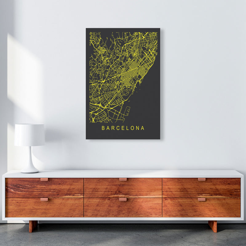 Barcelona Map Neon Art Print by Pixy Paper A1 Canvas