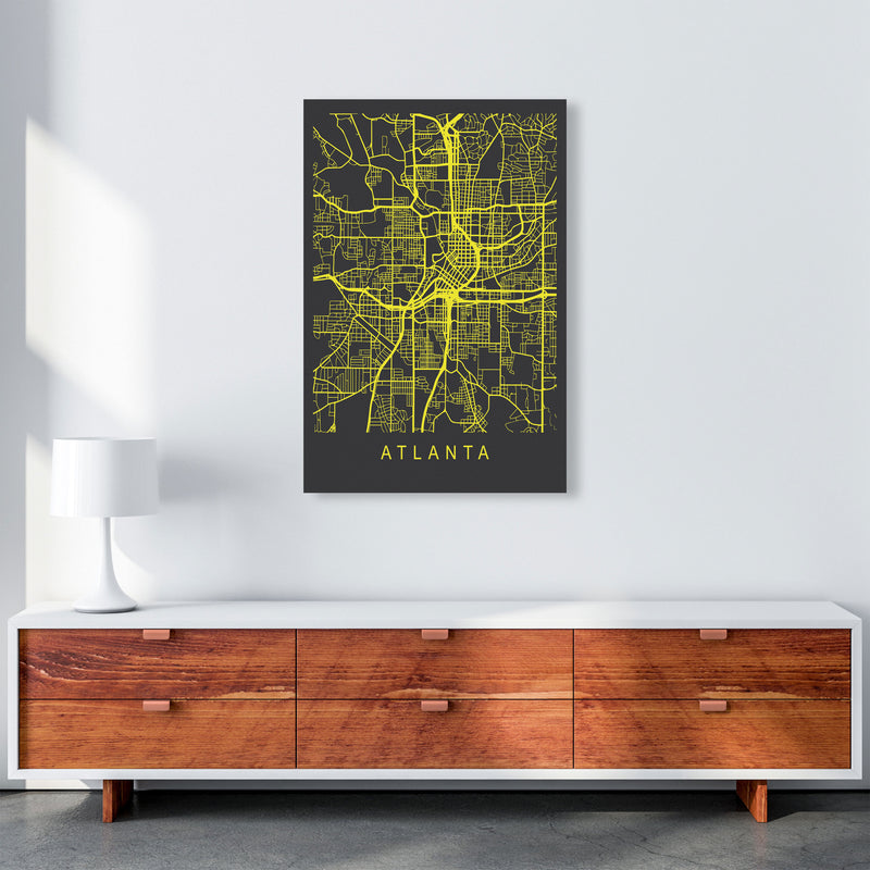 Atlanta Map Neon Art Print by Pixy Paper A1 Canvas