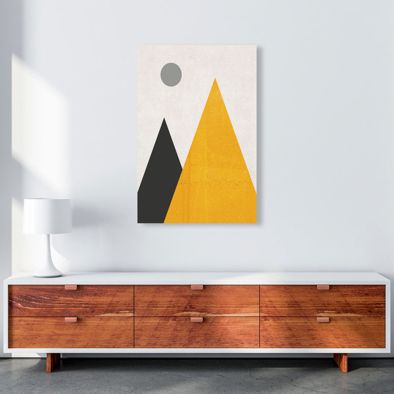Mountains and moon mustard Art Print by Pixy Paper A1 Canvas