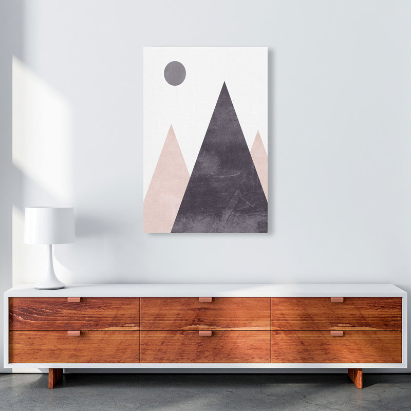Mountains and moon pink cotton Art Print by Pixy Paper A1 Canvas