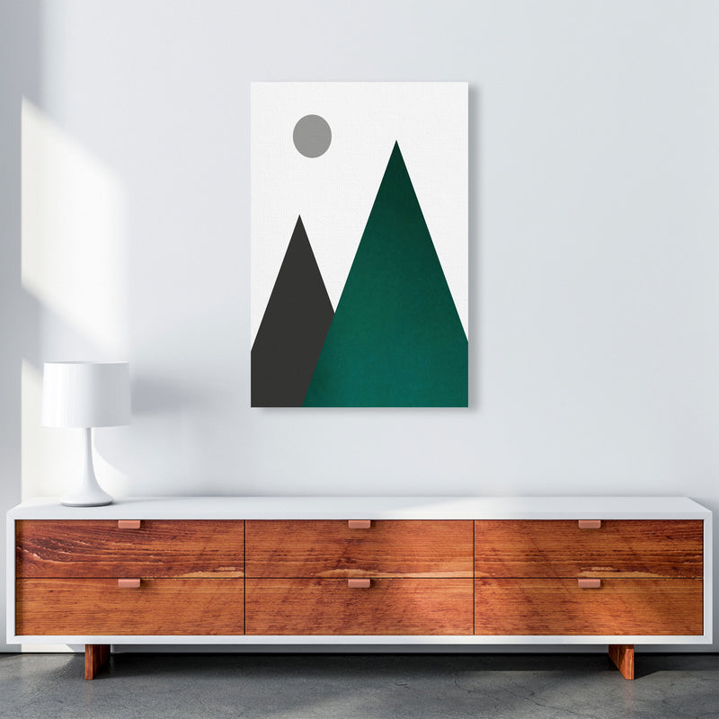 Mountains and moon emerald Art Print by Pixy Paper A1 Canvas