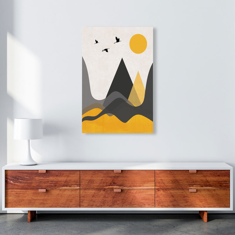Hills and mountains mustard Art Print by Pixy Paper A1 Canvas