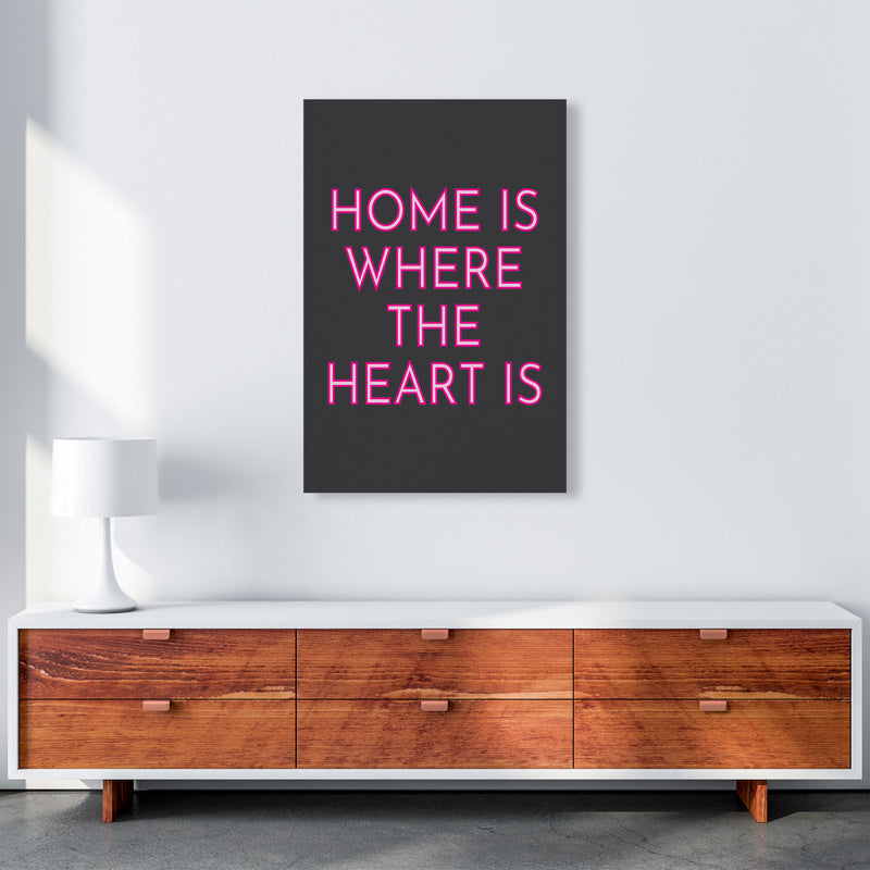 Home Is Where The Heart Is Neon Art Print by Pixy Paper A1 Canvas
