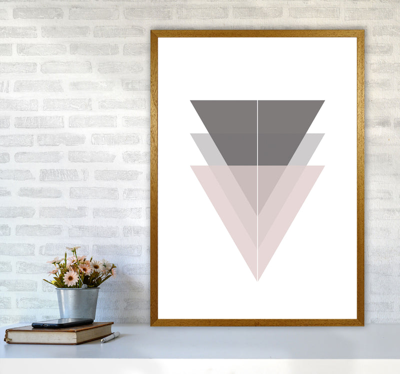 Black, Grey and Pink Abstract Triangles Modern Print A1 Print Only