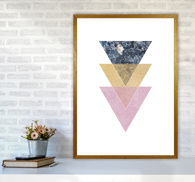Blue, Gold And Pink Abstract Triangles Modern Print A1 Print Only