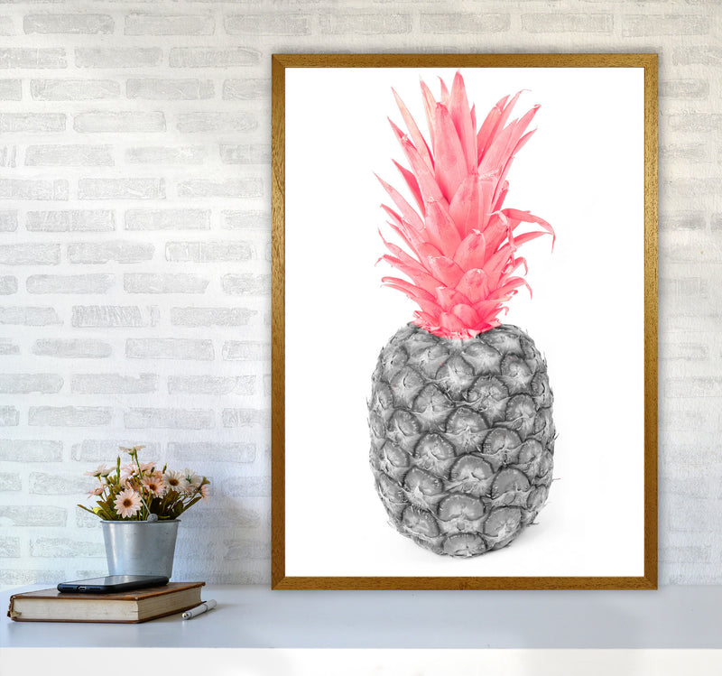 Black And Pink Pineapple Abstract Modern Print, Framed Kitchen Wall Art A1 Print Only