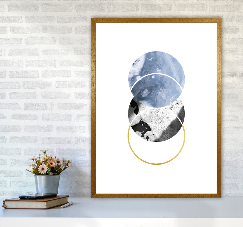 Blue And Gold Abstract Circles Modern Print A1 Print Only