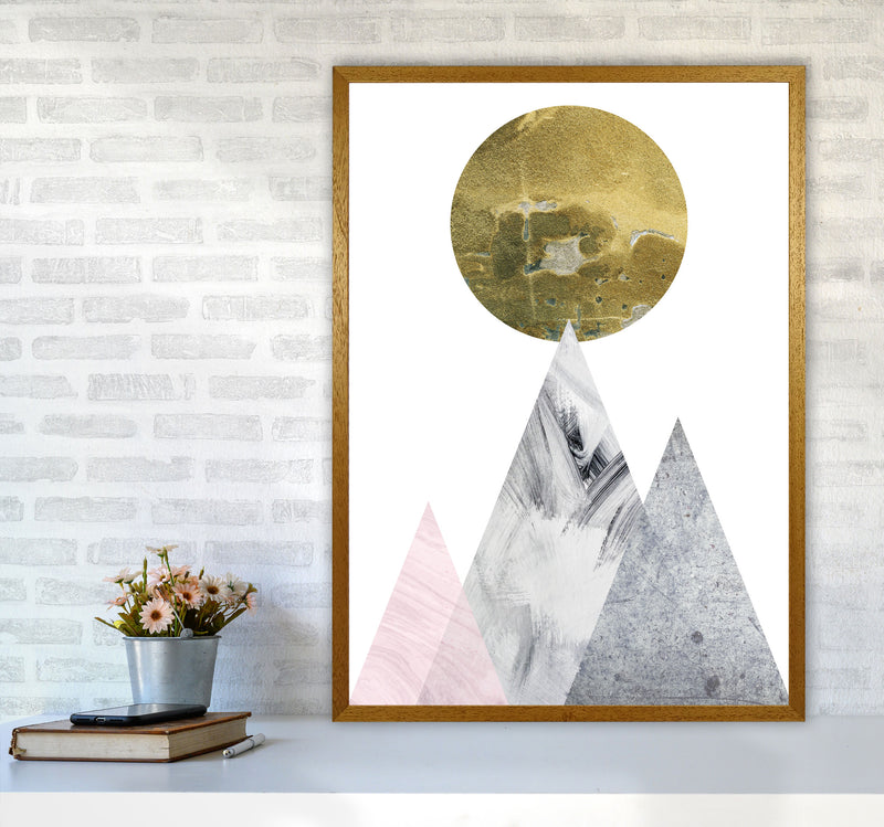 Pink And Grey Mountains Abstract Modern Print A1 Print Only